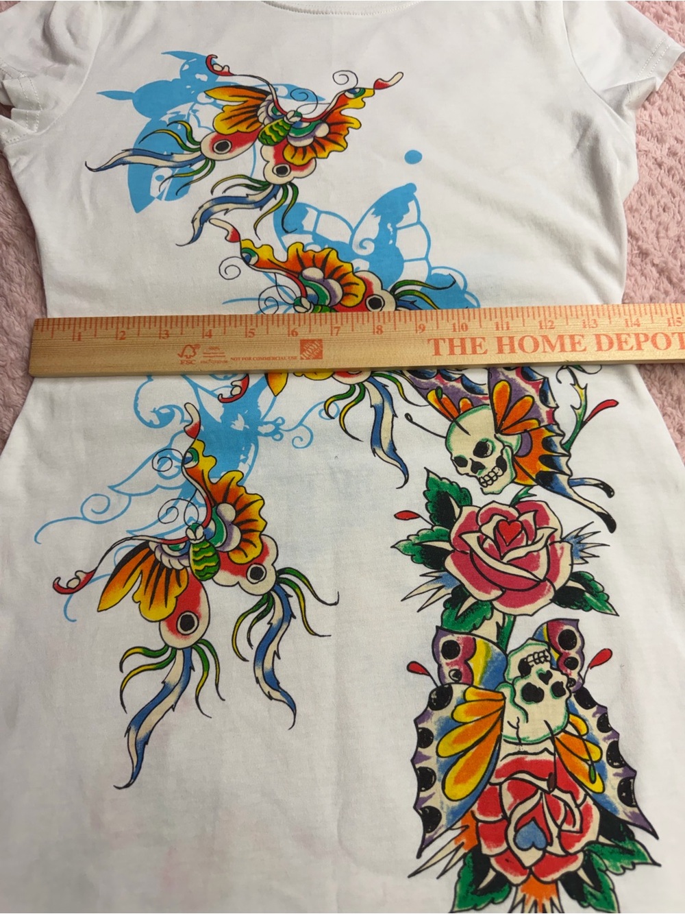 Ed Hardy White Baby Tee Dress with Colorful Tattoo Graphic- Size M - Picture 13 of 14